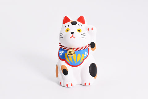 Maneki Neko color blanco Gato que hace señas Gato de la suerte para la buena suerte H7.0cm K4509