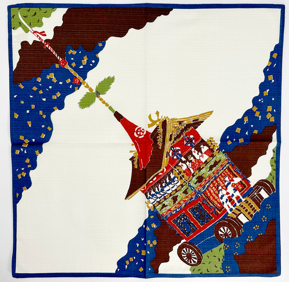 Kyoto Gion Matsuri Festival Blue Furoshiki traditional Japanese wrapping cloths made in Japan