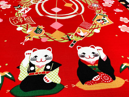 Santuário japonês e Monte Fuji com coelhos para o ano novo Furoshiki, panos de embrulho tradicionais japoneses feitos no Japão