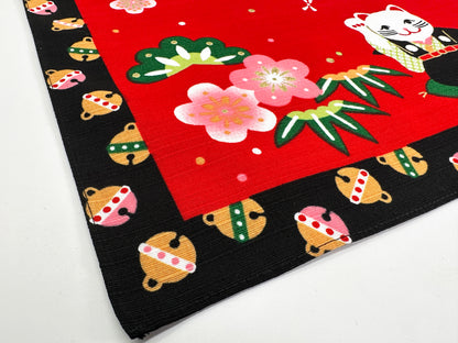 Santuário japonês e Monte Fuji com coelhos para o ano novo Furoshiki, panos de embrulho tradicionais japoneses feitos no Japão