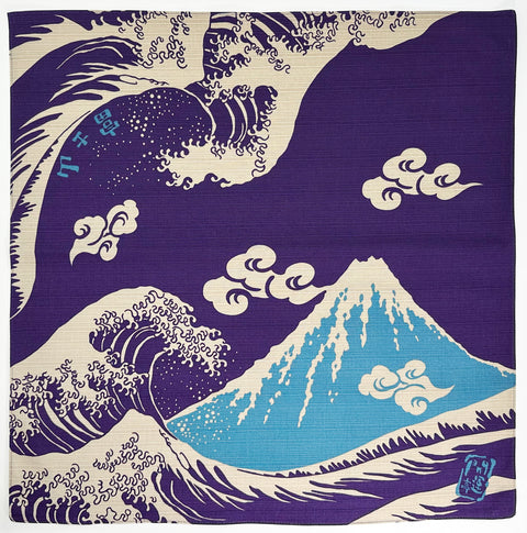 Mt. Fuji e Great wave design azul Furoshiki panos de embrulho tradicionais japoneses feitos no Japão