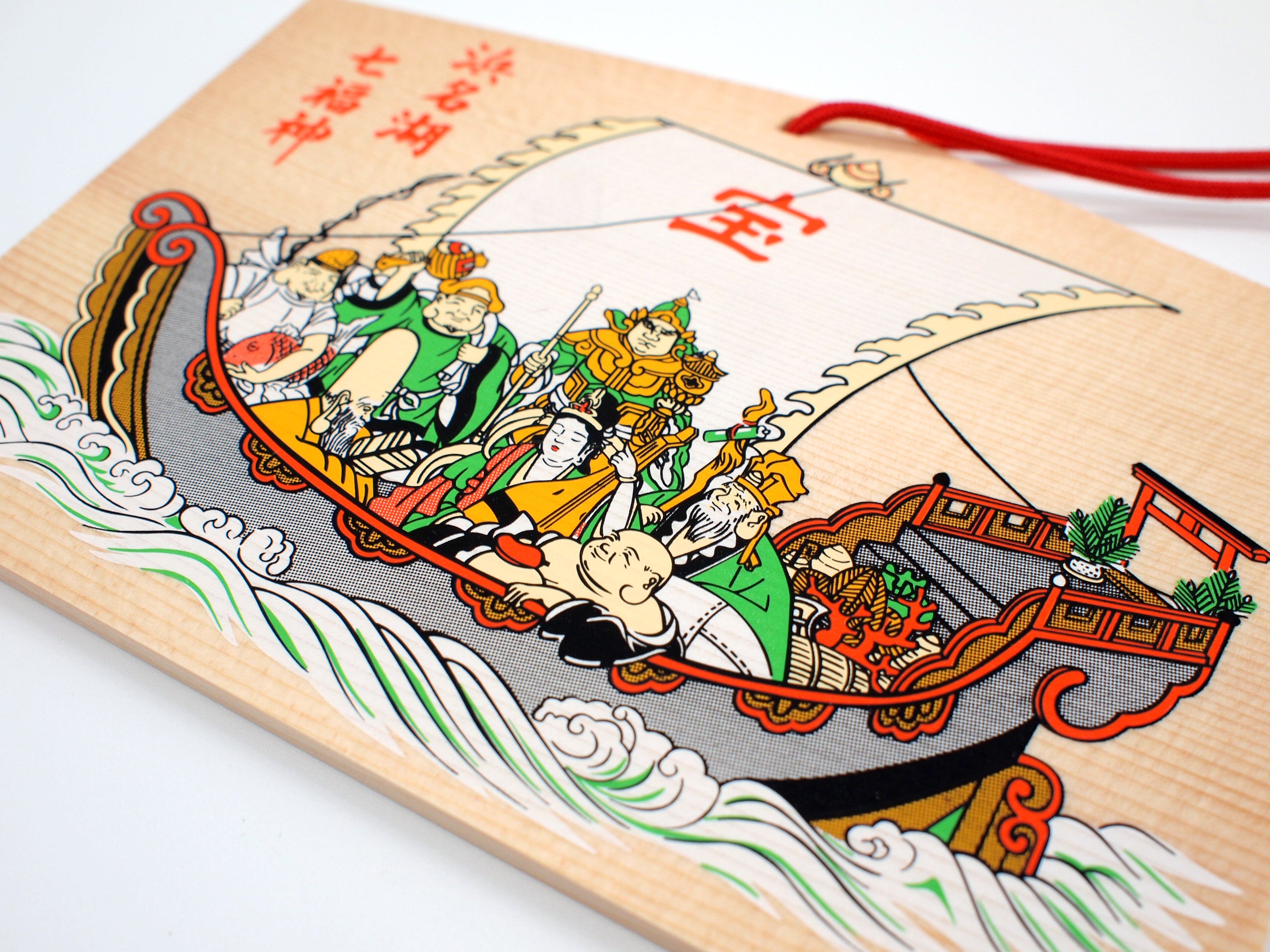 Japanese Ema for "Seven Lucky Gods" from Enshu Sigisan Bisyamon Ten Origin/Shotoku Taishi from Nara Japan - Omamori Charm Heritage Japan